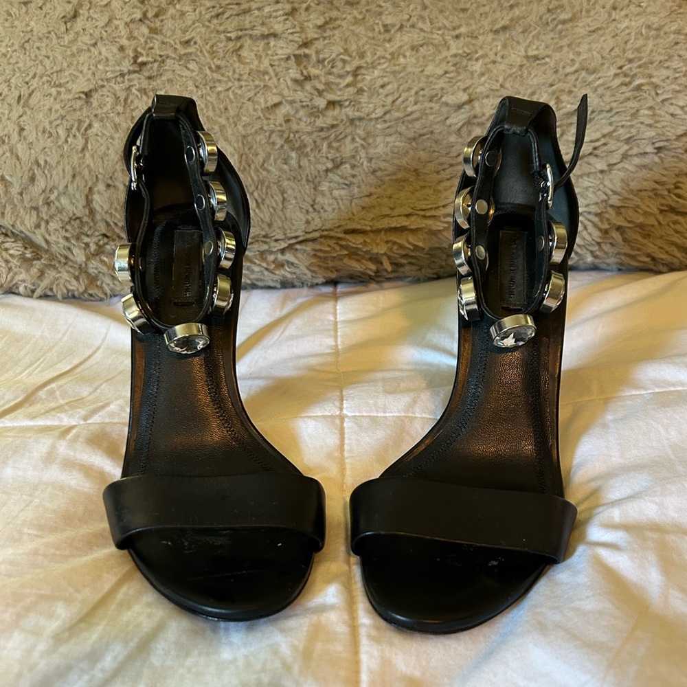 Alexander Wang Crystal Brynn Black Leather Sandals